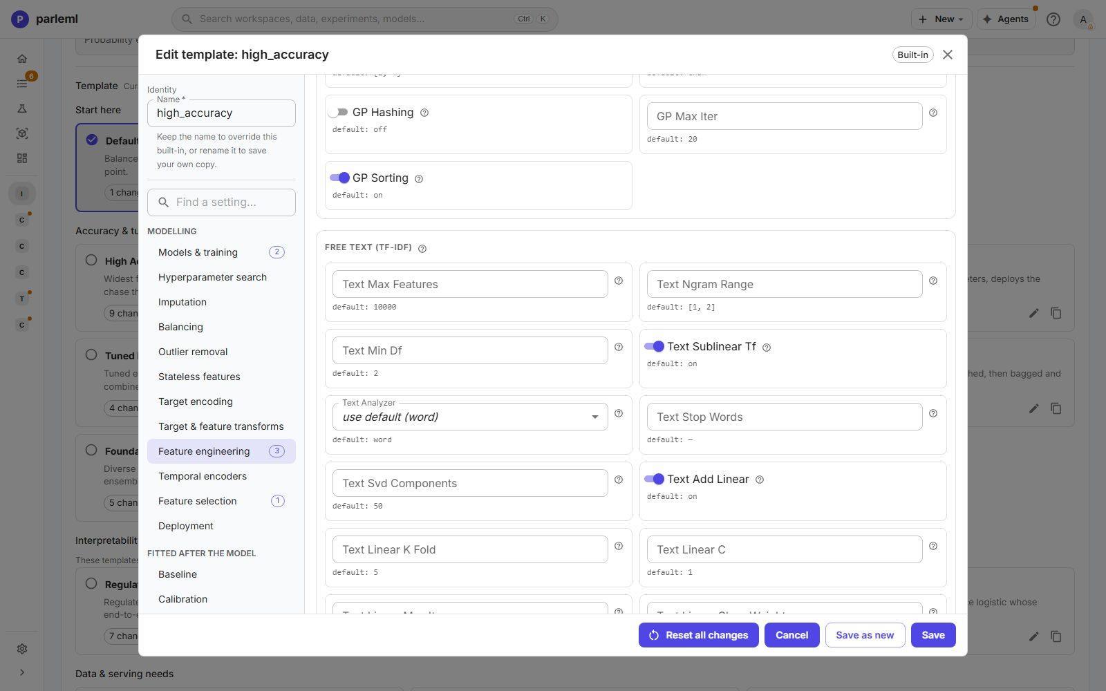 Feature engineering: clustering, multi-token, weighted-token and dirty-text encoders.